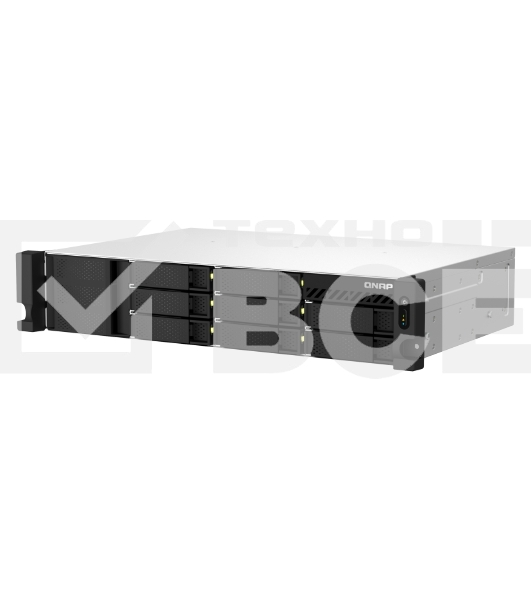 Сетевое хранилище SMB QNAP TS-873AeU-RP-4G NAS 8 HDD trays, 2x 2.5 GbE. 64-bit 4-core AMD V1500B 2,2 GHz, 4 GB. RAM (1*4 GB) up to 32GB (2*16 GB), 2 x M2 2280 (PCIe Gen3 x 1), 2xPSU W/o rail kit RAIL-B02