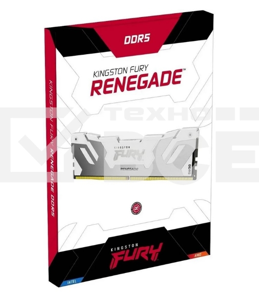 Оперативная память Kingston Fury Renegade, DDR5, 16GB (1x16GB), 8000MHz, CL38, с радиатором, белый