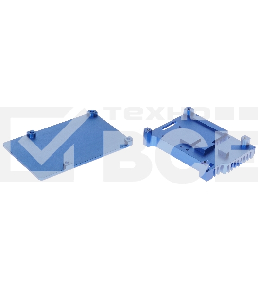 Корпус Qumo Aluminum case with double black fans, Raspberry Pi 4, blue(RS008)
