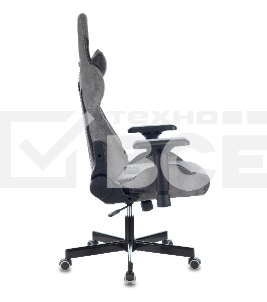 Кресло игровое Zombie VIKING 7 KNIGHT Fabric серый Loft ромбик текстиль/эко.кожа с подголов. крестовина металл