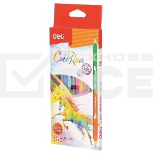 Карандаши цветные Deli EC00520 ColoRun, двухцветные, липа, 24 цвета, коробка с европодвесом (12шт)
