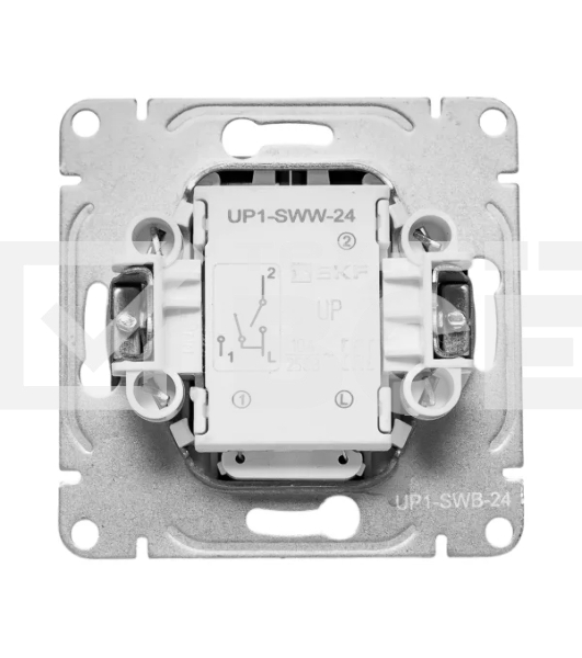 Механизм выключателя EKF UP1-SWB-24 двухклавишный, с подсветкой, черный Эпика