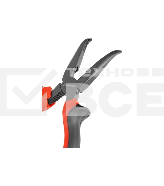 Длинногубцы Matrix black nickel 180 мм, изогнутые, двухкомпонентные рукоятки