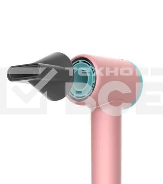 Фен Deerma DEM-CF51W розовый/бирюзовый, 1400 Вт, компактный, ионизация