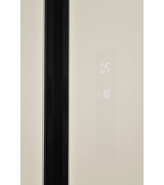 Холодильник Zugel ZRSS630C бежевое стекло двухкамерный 377/193л морозилка сбоку, No Frost, Side by Side