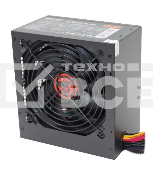 Блок питания Ginzzu CB500 12CM черный,24+4p,PCI-E, 4*SATA, 3*IDE,оплетка MB, кабель питания