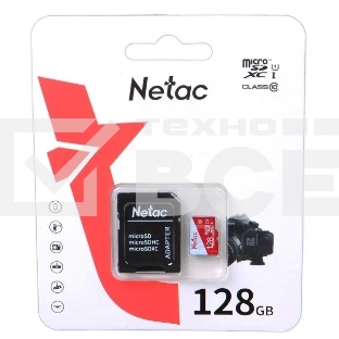 Карта памяти Netac P500 ECO 128GB MicroSDXC U1/C10 up to 80MB/s, retail pack with SD Adapter