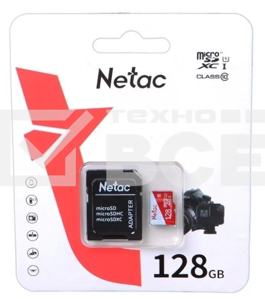 Карта памяти Netac P500 ECO 128GB MicroSDXC U1/C10 up to 80MB/s, retail pack with SD Adapter