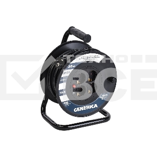 Удлинитель силовой IEK УК20 (WKP20-16-04-20-G) 2x1.5кв.мм 4розет. 20м ПВС 16A катушка черный
