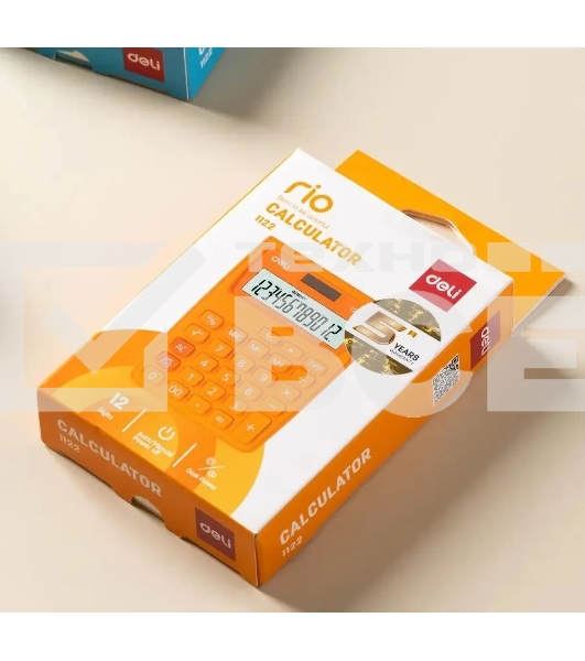Калькулятор настольный Deli E1122/OR оранжевый 12-разр.