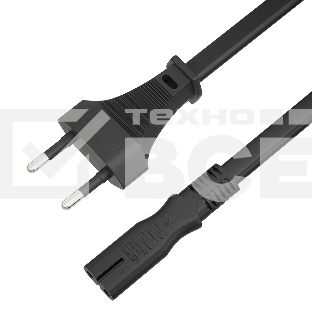 Кабель питания GCR CEE 7/16 / IEC C7, 1.5m, 2*0.5mm, черный