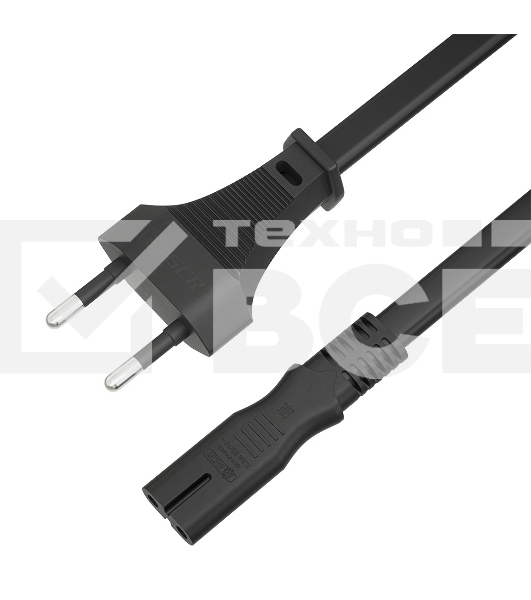 Кабель питания GCR CEE 7/16 / IEC C7, 1.5m, 2*0.5mm, черный
