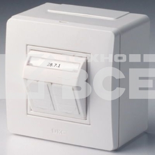 Коробка для миниканалов DKC (ДКС) 10656 с двумя телефонными/компьютерными розетками, белый
