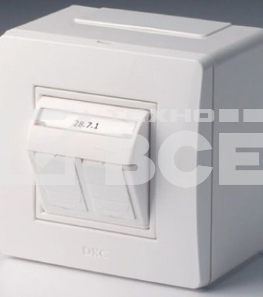 Коробка для миниканалов DKC (ДКС) 10656 с двумя телефонными/компьютерными розетками, белый