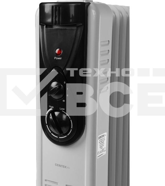 Масляный обогреватель Centek CT-6201 (9 секций) белый, 2000 Вт, 20 м2, термостат