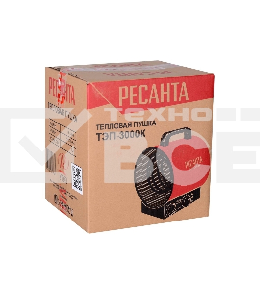 Тепловая пушка электрическая Ресанта ТЭП-3000К 3000Вт красный