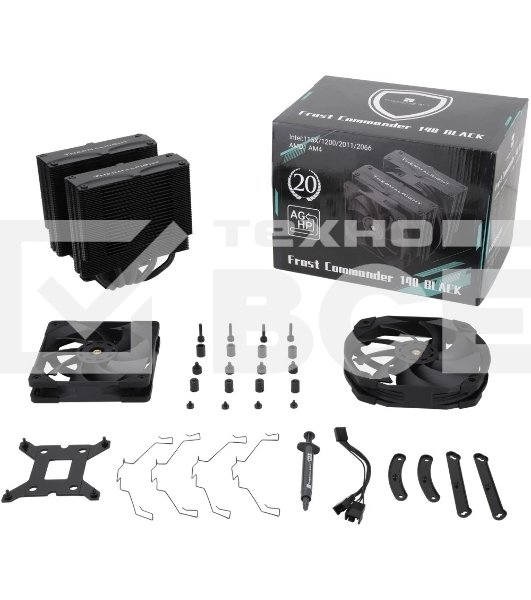 Кулер для процессора Thermalright Frost Coммander 140 черный (4-pin PWM, 158мм, Ni/CU, 8x5мм, 1x120мм+1x140мм, 82CFM/95.5CFM, 29.6dBA/30.2dBA, 1850RPM/1800RPM, S: 1700, 1200, 20XX, 115X, AM5, AM4)