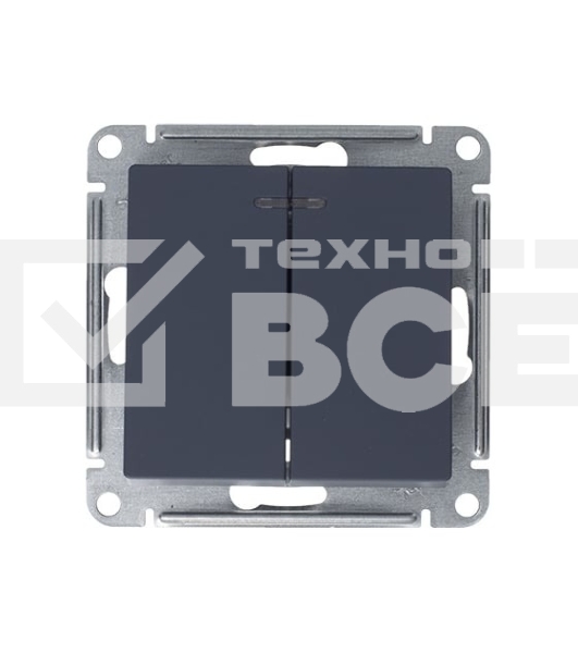 Механизм выключателя 2-кл. СП AtlasDesign 10А IP20 (сх. 5а) 10AX с подсветкой грифель