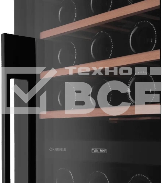 Винный шкаф встраиваемый Maunfeld MBWC-415D171, вместимость: 171 бутылок, черный