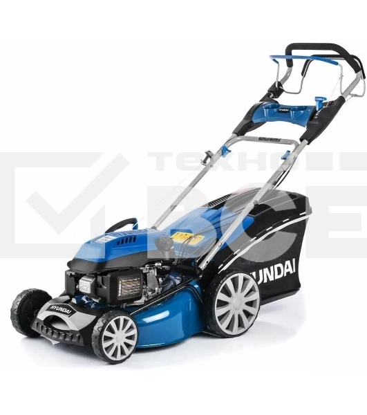 Бензиновая газонокосилка Hyundai L 4610SE самоходная, электрозапуск, двигатель Hyundai ICV145,4-х такт, 3.5 л.с./145 см3, Ширина среза 45,7 см, Высота среза 25-75 мм, 35 кг