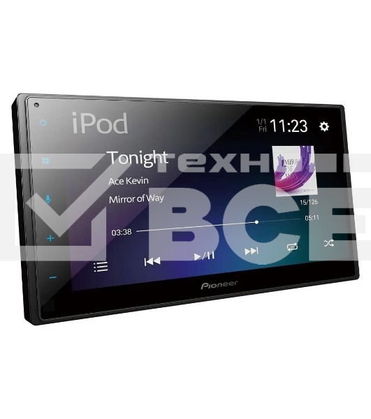 Автомагнитола Pioneer DMH-A4450BT, 2 DIN, 6.8', Bluetooth, USB Type-A, AUX, CarPlay, пульт ДУ