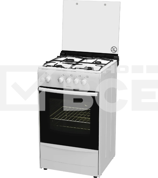 Плита газовая Darina 1B GM 441 005 W белый/черный, конфорок 4 шт, духовка 50 л, 50 см x 85 см x 51 см