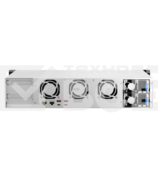 Сетевое хранилище SMB QNAP TS-873AeU-RP-4G NAS 8 HDD trays, 2x 2.5 GbE. 64-bit 4-core AMD V1500B 2,2 GHz, 4 GB. RAM (1*4 GB) up to 32GB (2*16 GB), 2 x M2 2280 (PCIe Gen3 x 1), 2xPSU W/o rail kit RAIL-B02