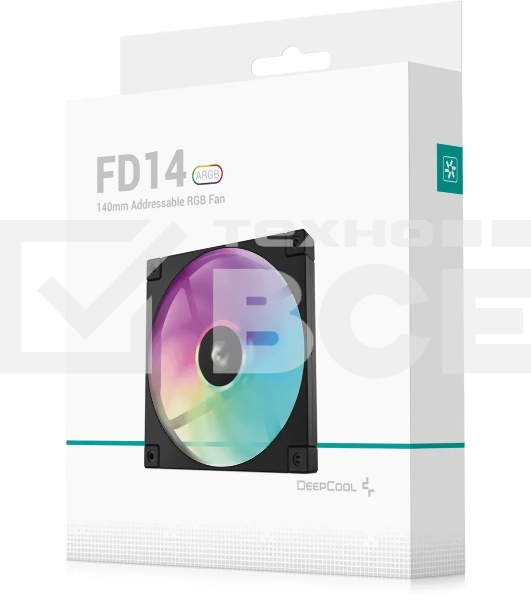 Вентилятор для корпуса DEEPCOOL FD14 ARGB черный, 140 мм, 1650 об/мин, 25.2 дБ, 4 pin