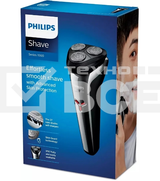 Электробритва Philips S1301/02 темно-серый/серебристый