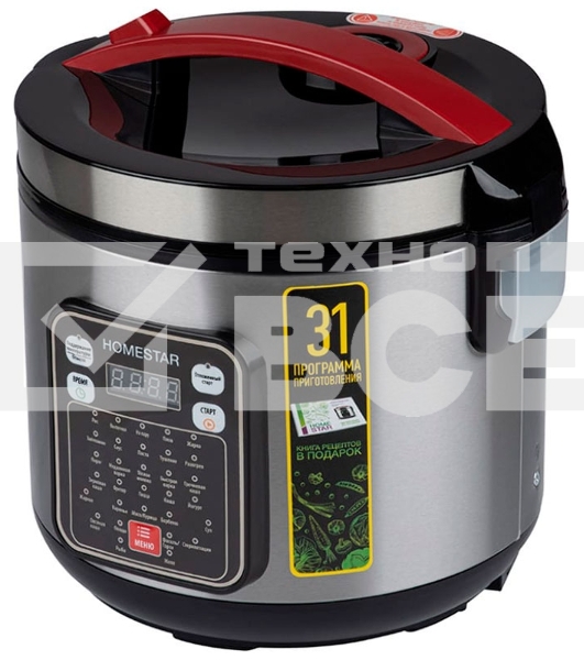 Мультиварка Homestar HS-2031 900 Вт, 5 л, нержавеющая сталь/черный