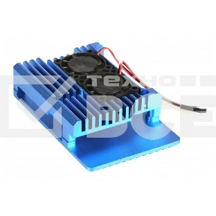 Корпус Qumo Aluminum case with double black fans, Raspberry Pi 4, blue(RS008)