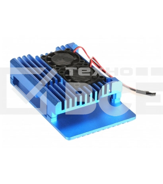 Корпус Qumo Aluminum case with double black fans, Raspberry Pi 4, blue(RS008)
