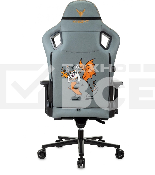 Кресло игровое Knight Craft Dragon серый эко.кожа крестов. металл