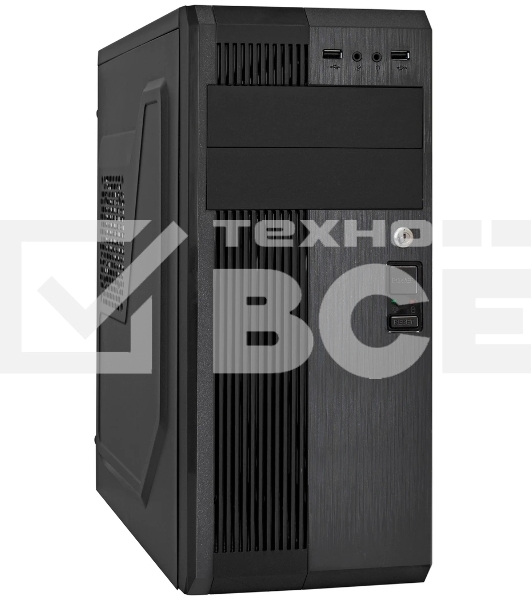 Компьютерный корпус Miditower ExeGate UN-605B-UNS400 (ATX, БП UNS400 с вент. 12см, 2*USB, аудио, блокировка, черный)