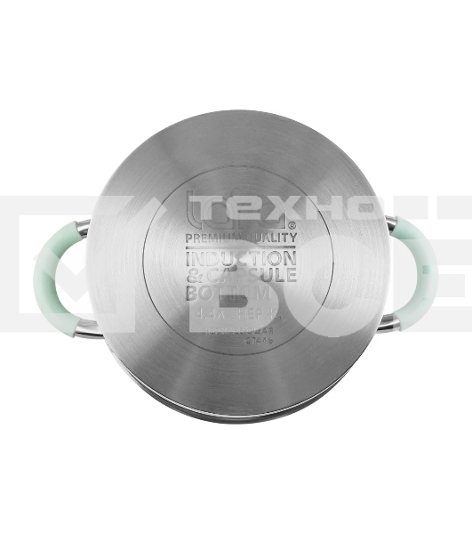 Кастрюля LARA LR02-543 MINT 22x12 см, 4,4 л, носик, индукционное дно, крышка с бортом, полипропилен, силикон, нержавеющая сталь