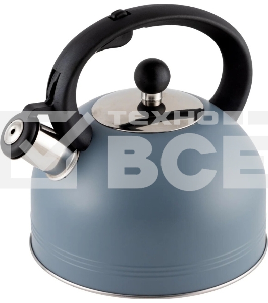 Чайник для плиты MALLONY MENTOLO 2,5 л, нерж. сталь со свистком, окрашенный корпус