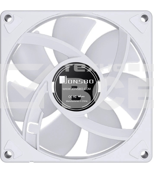 Вентилятор для корпуса JONSBO SL-925W (92x92x25мм, 4-pin PWM, ARGb, 38.2CFM, 33.8dBA, 2200RPM, белый)