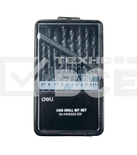 Набор сверл по металлу HSS (1-13мм, 25 шт) Deli DH-MHZ025-ED1 металлический кейс