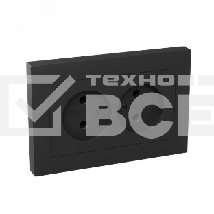 Розетка 2-м СП Эпика 16А без заземл. без защ. шторок с рамкой механизм черный EKF UP1-SOB-200