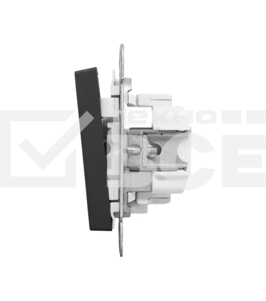 Механизм выключателя EKF UP1-SWB-24 двухклавишный, с подсветкой, черный Эпика