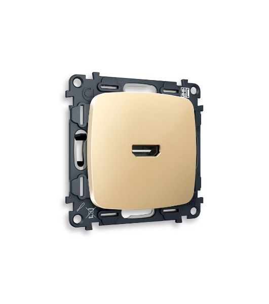 Комплект механизма розетки HDMI 2.0 OMEGA Шампань 40V/500mA 2.0GHz 5-18Gbit/s QUANT (OP6140, VM222) MO614010