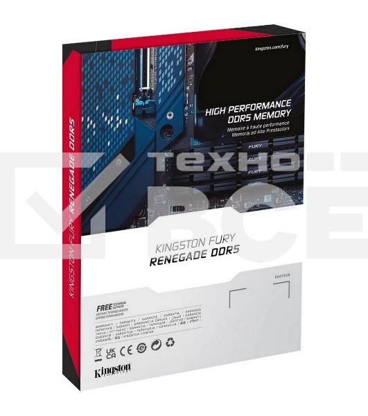 Оперативная память Kingston Fury Renegade, DDR5, 32GB (2x16GB), 8000MHz, CL38, с радиаторами, серебристый/черный