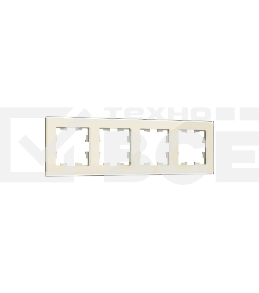 Рамка 4 -местная IEK BRITE РУ-4-2-БрВа (BR-M42-G-K10) стекло ванильный
