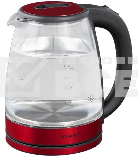 Чайник электрический Scarlett SC-EK27G65 красный/черный, 1800 Вт, 1.8 л