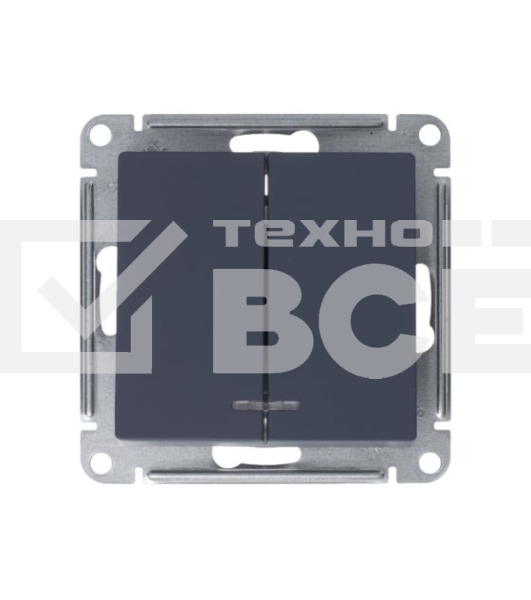 Механизм выключателя 2-кл. СП AtlasDesign 10А IP20 (сх. 5а) 10AX с подсветкой грифель