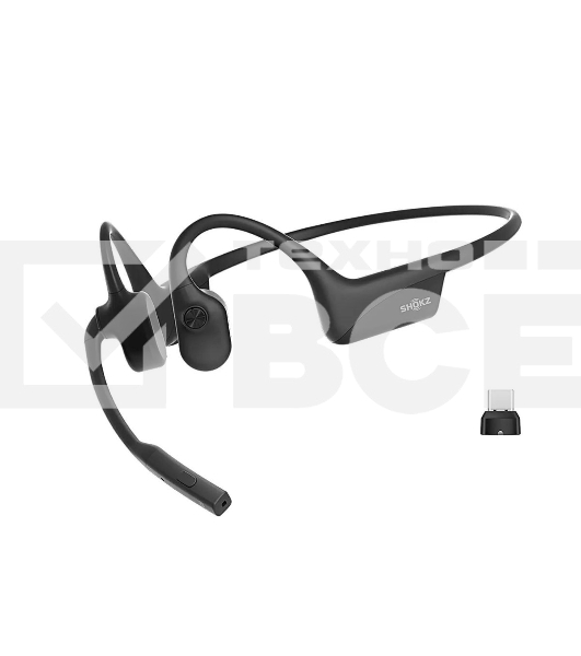 Беспроводные наушники SHOKZ OpenComm2 UC черный, костная проводимость, Bluetooth + USB-адаптер, до 16 ч