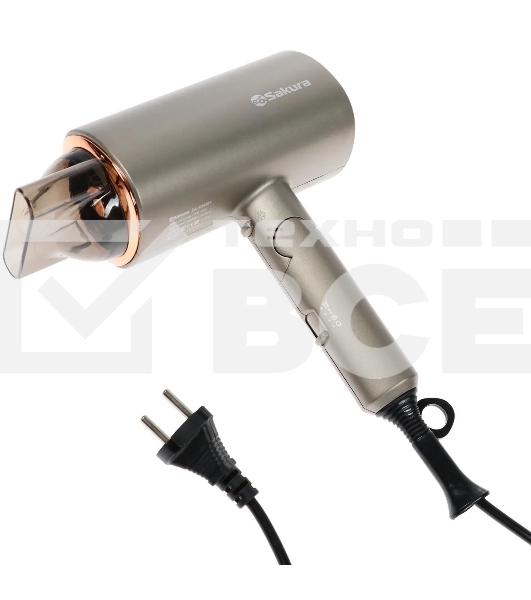 Фен SAKURA SA-4043BR коричневый, 2000 Вт, компактный