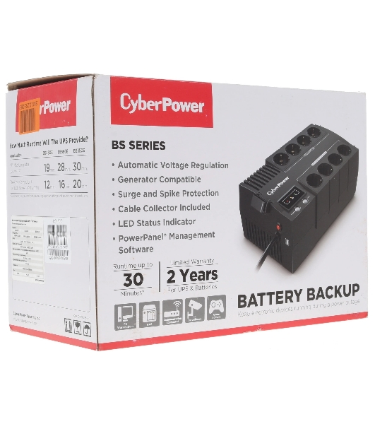 Источник бесперебойного питания CyberPower BS450E NEW/450 ВА/270 Вт/8 х CEE 7 (евророзетка)