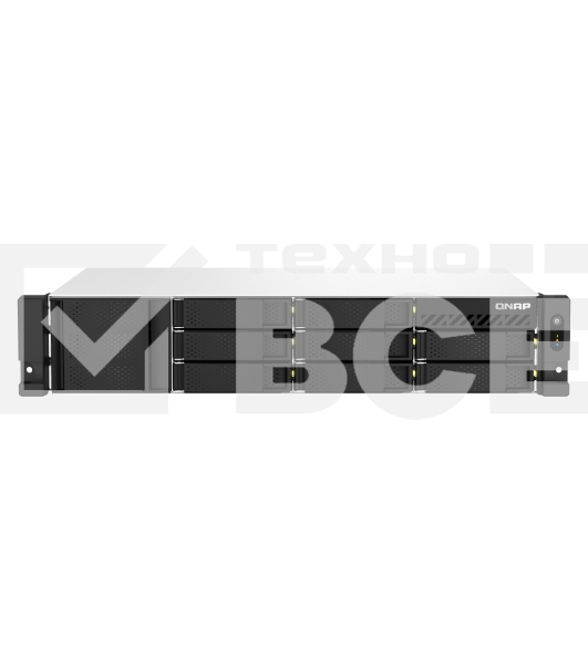 Сетевое хранилище SMB QNAP TS-873AeU-RP-4G NAS 8 HDD trays, 2x 2.5 GbE. 64-bit 4-core AMD V1500B 2,2 GHz, 4 GB. RAM (1*4 GB) up to 32GB (2*16 GB), 2 x M2 2280 (PCIe Gen3 x 1), 2xPSU W/o rail kit RAIL-B02