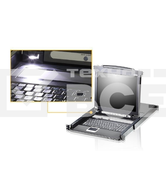 Портовый переключатель 16 с KVM консолью ATEN 16-Port PS/2-USB VGA Single Rail 17.3